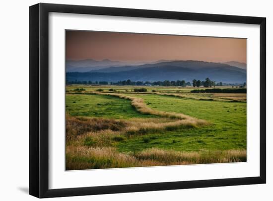 Summer Wildfires Create Hazy Conditions Sunset Over Looking The Ranch Lands South Of Jackson, WY-Jay Goodrich-Framed Photographic Print