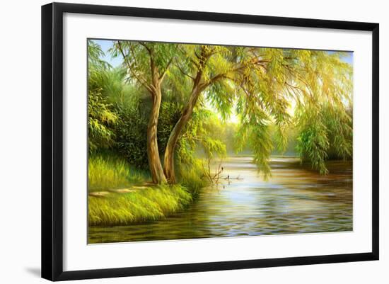 Summer Wood Lake With Trees And Bushes-balaikin2009-Framed Premium Giclee Print