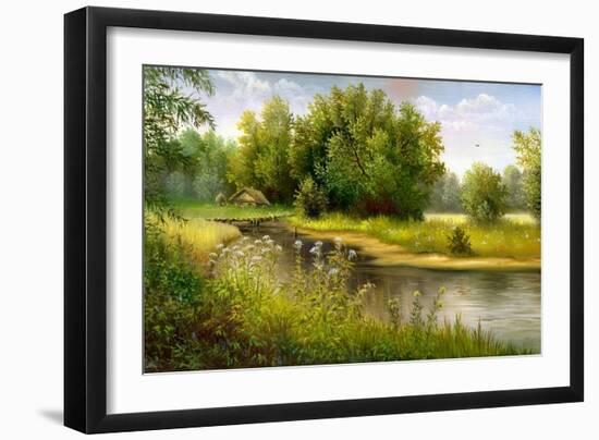 Summer Wood Lake With Trees And Bushes-balaikin2009-Framed Premium Giclee Print