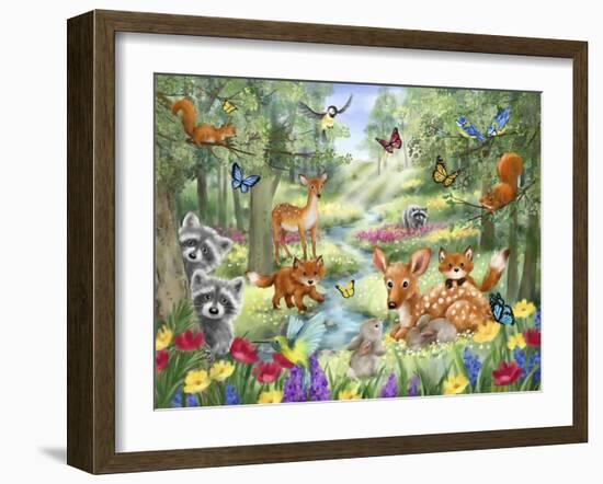 Summer Woodland Animals-MAKIKO-Framed Giclee Print