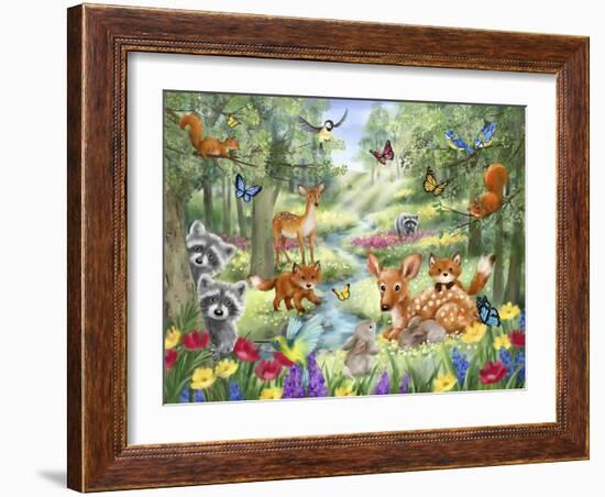 Summer Woodland Animals-MAKIKO-Framed Giclee Print