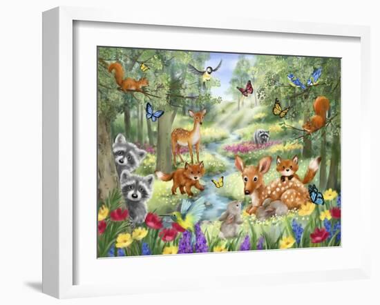 Summer Woodland Animals-MAKIKO-Framed Giclee Print