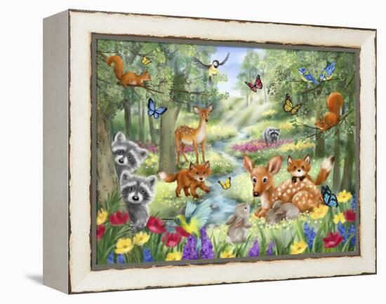 Summer Woodland Animals-MAKIKO-Framed Premier Image Canvas