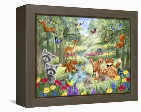 Summer Woodland Animals-MAKIKO-Framed Premier Image Canvas