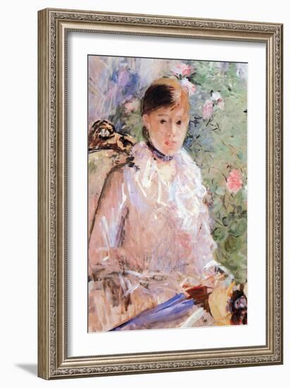 Summer (Young Woman at the Window)-Berthe Morisot-Framed Art Print