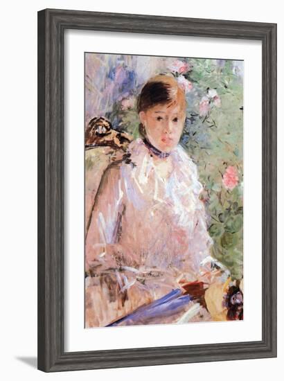 Summer (Young Woman at the Window)-Berthe Morisot-Framed Art Print