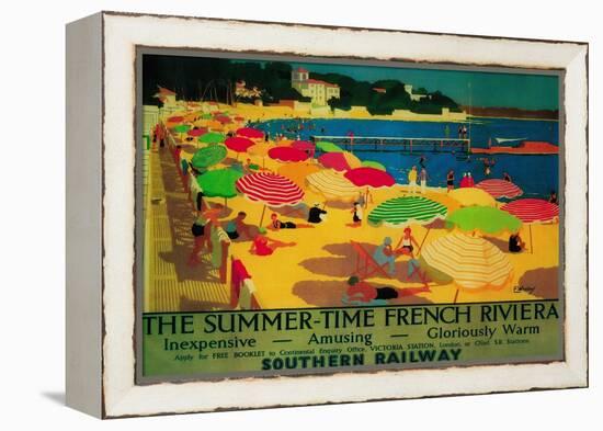 Summertime French Riviera Vintage Poster - Europe-Lantern Press-Framed Stretched Canvas