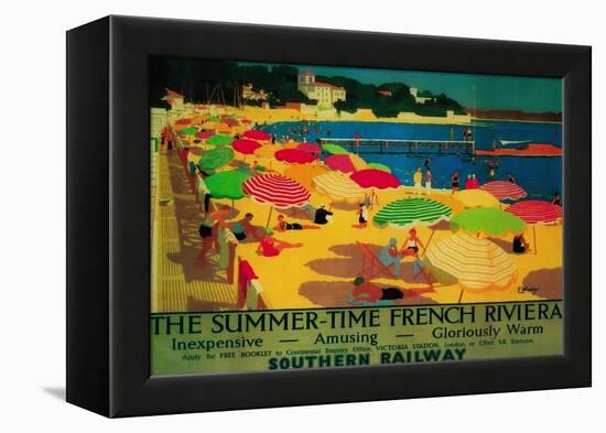 Summertime French Riviera Vintage Poster - Europe-Lantern Press-Framed Stretched Canvas