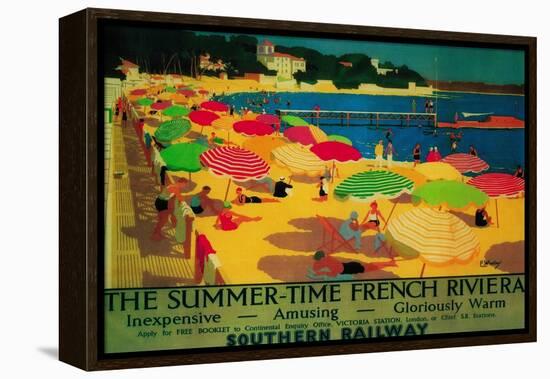 Summertime French Riviera Vintage Poster - Europe-Lantern Press-Framed Stretched Canvas