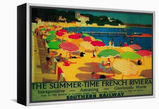 Summertime French Riviera Vintage Poster - Europe-Lantern Press-Framed Stretched Canvas