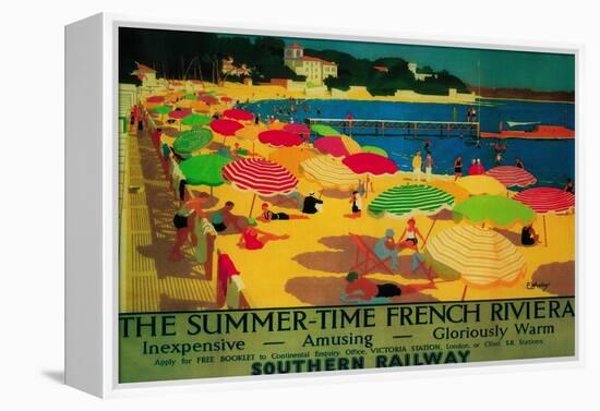 Summertime French Riviera Vintage Poster - Europe-Lantern Press-Framed Stretched Canvas