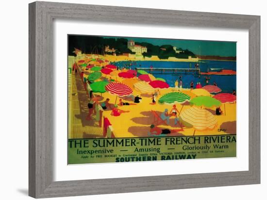 Summertime French Riviera Vintage Poster - Europe-Lantern Press-Framed Art Print