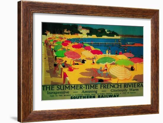 Summertime French Riviera Vintage Poster - Europe-Lantern Press-Framed Art Print