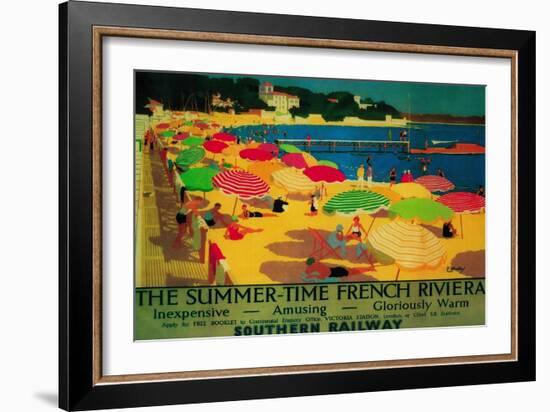Summertime French Riviera Vintage Poster - Europe-Lantern Press-Framed Art Print