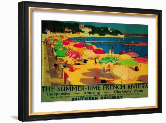 Summertime French Riviera Vintage Poster - Europe-Lantern Press-Framed Art Print