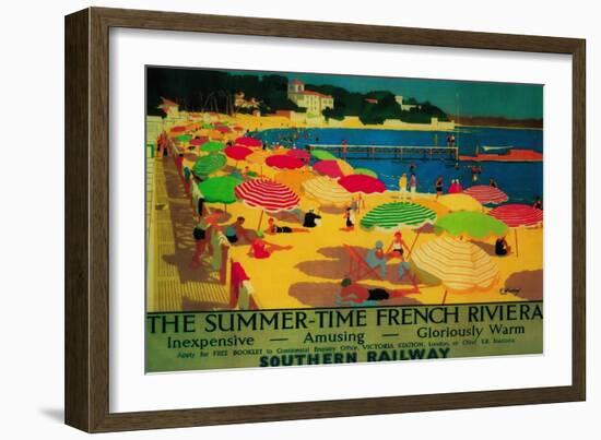 Summertime French Riviera Vintage Poster - Europe-Lantern Press-Framed Premium Giclee Print