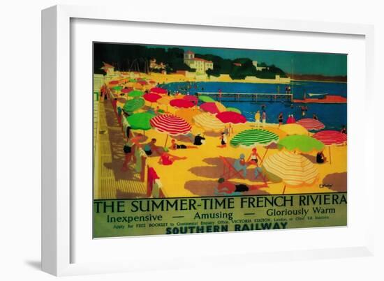 Summertime French Riviera Vintage Poster - Europe-Lantern Press-Framed Premium Giclee Print