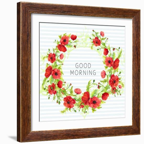 Summertime Poppies Wreath-Irina Trzaskos Studios-Framed Giclee Print