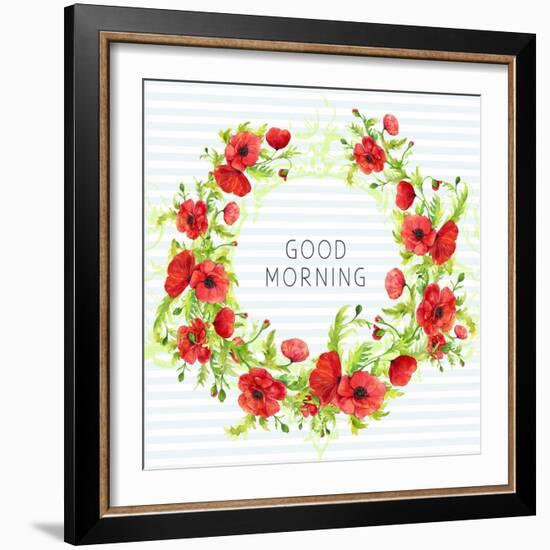 Summertime Poppies Wreath-Irina Trzaskos Studios-Framed Giclee Print