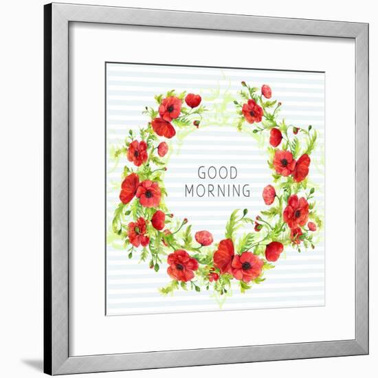 Summertime Poppies Wreath-Irina Trzaskos Studios-Framed Giclee Print