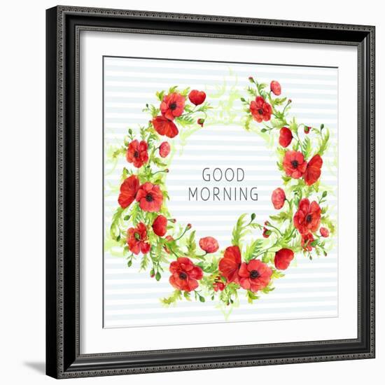 Summertime Poppies Wreath-Irina Trzaskos Studios-Framed Giclee Print