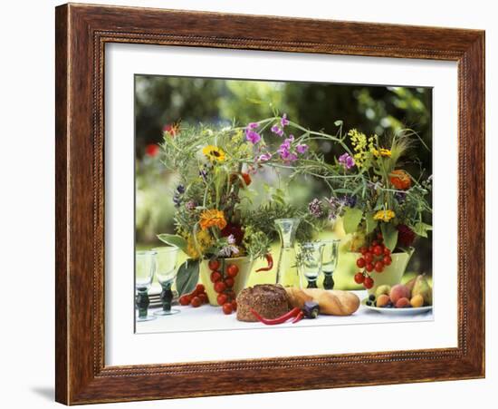 Summery Floral Decoration with Vine Tomatoes-Roland Krieg-Framed Photographic Print