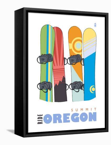 Summit, Oregon, Snowboards in the Snow-Lantern Press-Framed Stretched Canvas