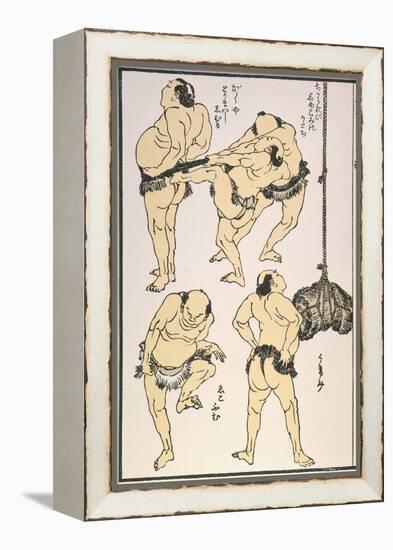 Sumo Wrestlers, 1817-Katsushika Hokusai-Framed Premier Image Canvas