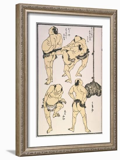 Sumo Wrestlers, 1817-Katsushika Hokusai-Framed Giclee Print