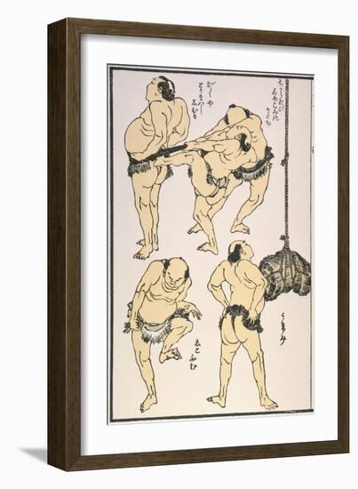 Sumo Wrestlers, 1817-Katsushika Hokusai-Framed Giclee Print