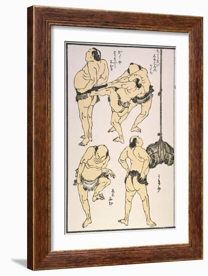 Sumo Wrestlers, 1817-Katsushika Hokusai-Framed Giclee Print
