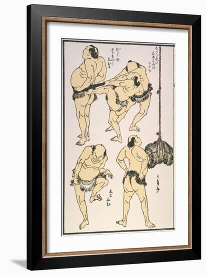 Sumo Wrestlers, 1817-Katsushika Hokusai-Framed Giclee Print