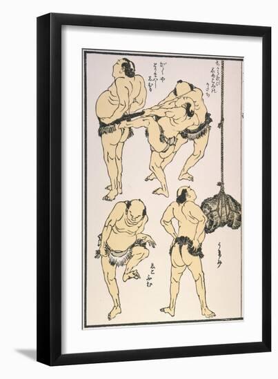 Sumo Wrestlers, 1817-Katsushika Hokusai-Framed Giclee Print