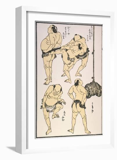 Sumo Wrestlers, 1817-Katsushika Hokusai-Framed Giclee Print