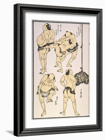 Sumo Wrestlers, 1817-Katsushika Hokusai-Framed Giclee Print