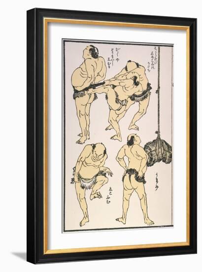 Sumo Wrestlers, 1817-Katsushika Hokusai-Framed Giclee Print