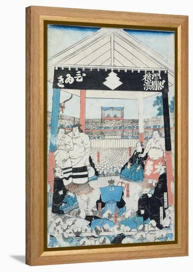 Sumo Wrestlers About to Begin a Match-null-Framed Premier Image Canvas