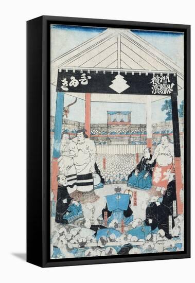 Sumo Wrestlers About to Begin a Match-null-Framed Premier Image Canvas