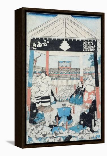 Sumo Wrestlers About to Begin a Match-null-Framed Premier Image Canvas