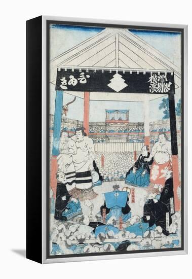 Sumo Wrestlers About to Begin a Match-null-Framed Premier Image Canvas