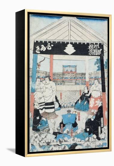 Sumo Wrestlers About to Begin a Match-null-Framed Premier Image Canvas