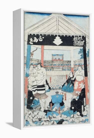 Sumo Wrestlers About to Begin a Match-null-Framed Premier Image Canvas