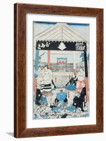 Sumo Wrestlers About to Begin a Match-null-Framed Giclee Print