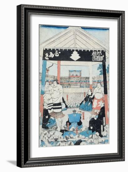 Sumo Wrestlers About to Begin a Match-null-Framed Giclee Print