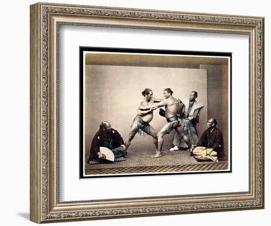 Sumo Wrestlers, c.1870-80-Felice Beato-Framed Giclee Print