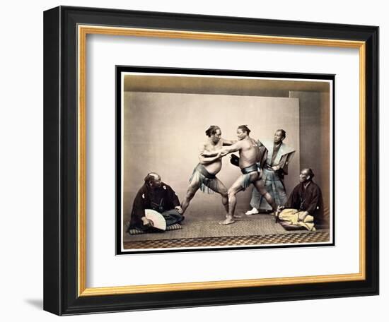 Sumo Wrestlers, c.1870-80-Felice Beato-Framed Giclee Print