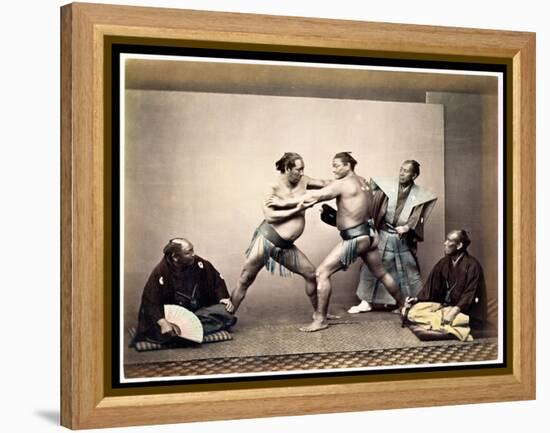 Sumo Wrestlers, c.1870-80-Felice Beato-Framed Premier Image Canvas