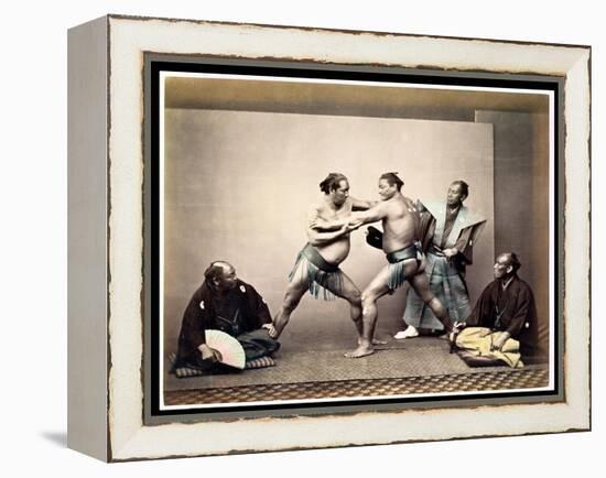 Sumo Wrestlers, c.1870-80-Felice Beato-Framed Premier Image Canvas