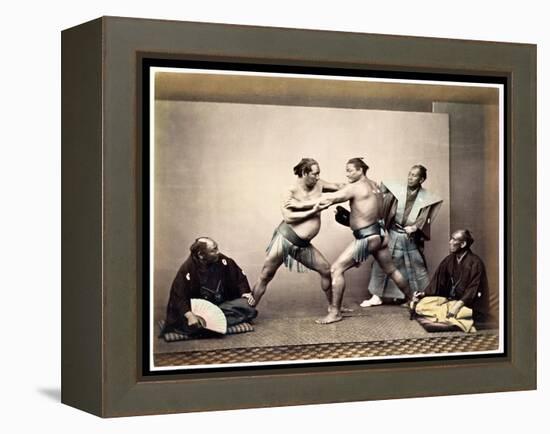 Sumo Wrestlers, c.1870-80-Felice Beato-Framed Premier Image Canvas