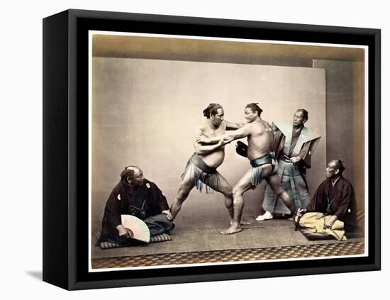 Sumo Wrestlers, c.1870-80-Felice Beato-Framed Premier Image Canvas